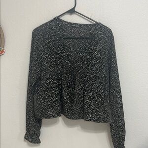 SHEIN Black Long Sleeve Crop Blouse